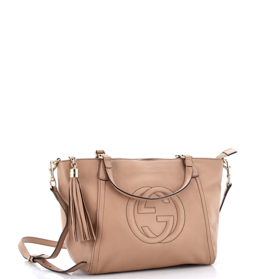 Gucci Soho Convertible Top Handle Bag Leather Small: Precise where it matters, relaxed where it counts: the Gucci Soho Convertible Top Handle Bag Leather Small in Neutral is a study in considered proportion. This small-scale Leather top handle bag pairs