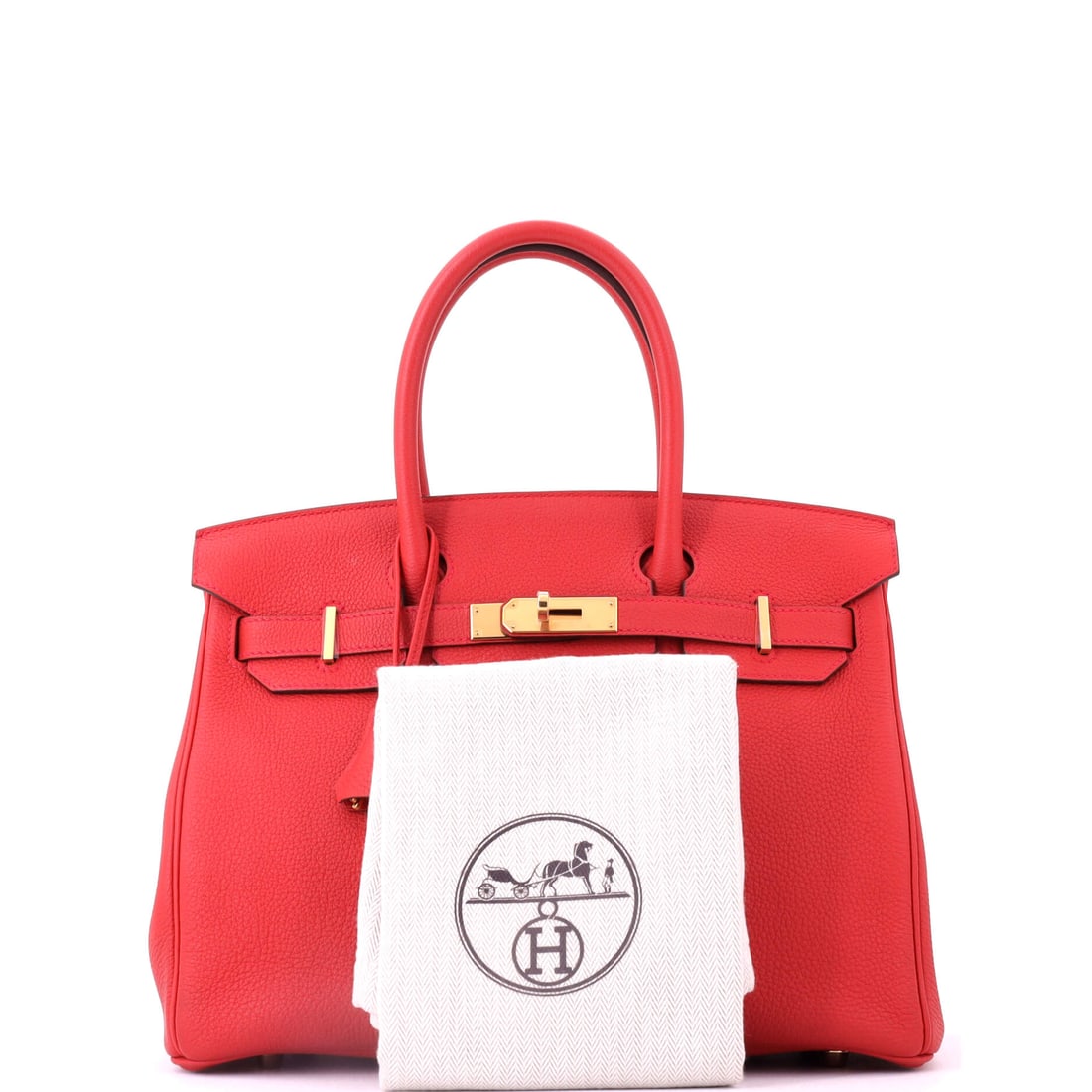 Hermes Birkin Handbag Red Togo with Gold Hardware 30: Red meets artisanal mastery in the Hermes Birkin Handbag Red Togo with Gold Hardware 30. Every proportion of this Gold bag reflects the pinnacle of luxury craftsmanship's commitment to uncompromising