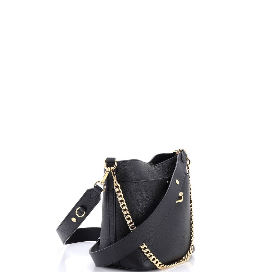 Louis Vuitton Lock and Walk Bucket Bag Leather: A Louis Vuitton Lock and Walk Bucket Bag Leather in Black does not require an occasion -- it creates one. This Leather bucket bag is the work of the iconic French fashion house at its most self-assure