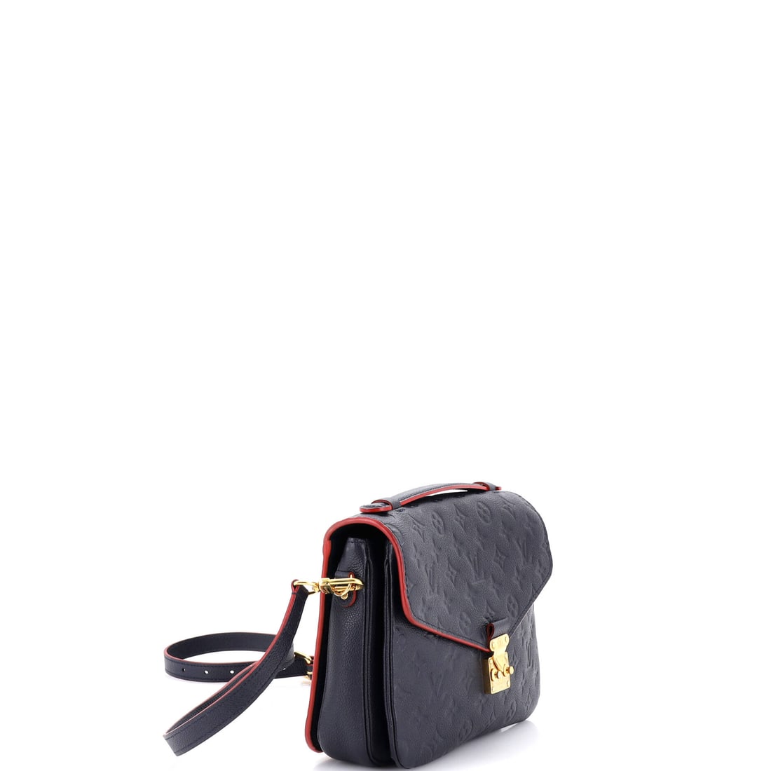 Louis Vuitton Pochette Metis Monogram Empreinte Leather: The Louis Vuitton Pochette Metis Monogram Empreinte Leather in Blue occupies that rare category of object that functions beautifully and looks extraordinary. In Leather, scaled for real life, it is th