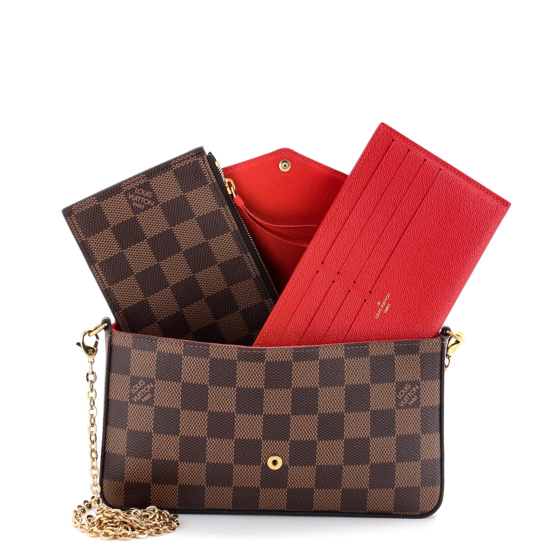 Louis Vuitton Felicie Pochette Damier: Not every pouch earns its reputation. The Louis Vuitton Felicie Pochette Damier in Brown has earned its many times over. Rendered in fine materials, this pouch commands attention before you even