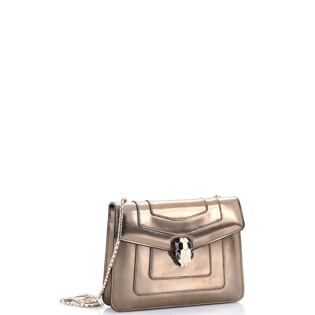 Bvlgari Serpenti Forever Square Shoulder Bag Metallic Leather Small (1 of 3)