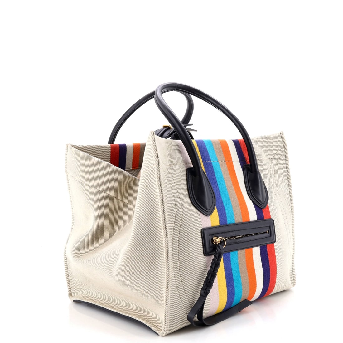 Celine Phantom Bag Canvas Medium: A statement piece that needs no introduction. The Phantom Bag Canvas Medium by Celine in Print canvas (size Medium) needs no embellishment. At 11" x 11.5" x 10", this piece strikes the ideal balance