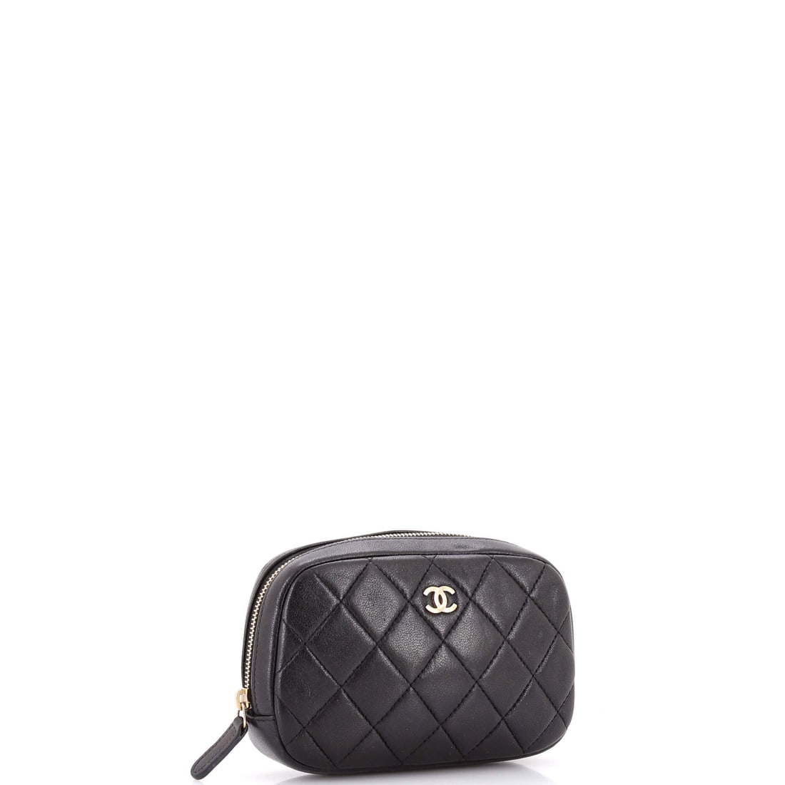 Chanel Curvy Cosmetic Pouch Quilted Lambskin Small: For those who believe their arm candy should spark conversation. A Black lambskin quilted Curvy Cosmetic Pouch Quilted Lambskin Small from Chanel (size Small), crafted with the house's signature atten