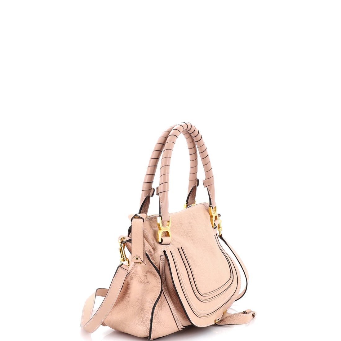 Chloe Marcie Satchel Leather Medium: A statement piece that needs no introduction. This Chloe Marcie Satchel Leather Medium in Pink leather is a standout (size Medium) from the house's celebrated lineup. Sized at 11" H, 14" W, and 5" D -