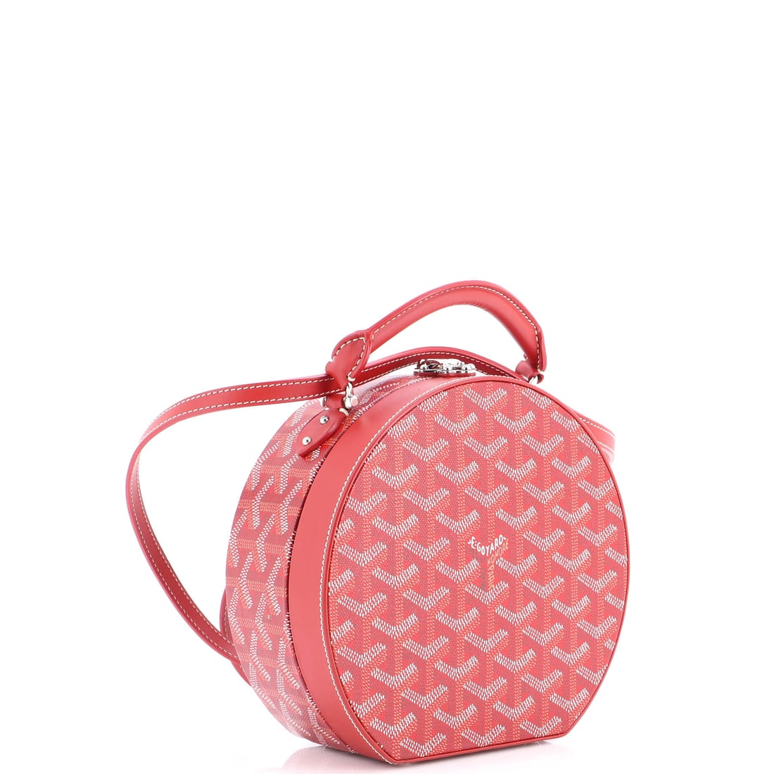 Goyard Alto Hatbox Bag Coated Canvas: Wear it once and understand the hype. Presenting the Goyard Alto Hatbox Bag Coated Canvas, rendered in Red canvas coated. At 6" x 6" x 3", this piece strikes the ideal balance of capacity and elegance