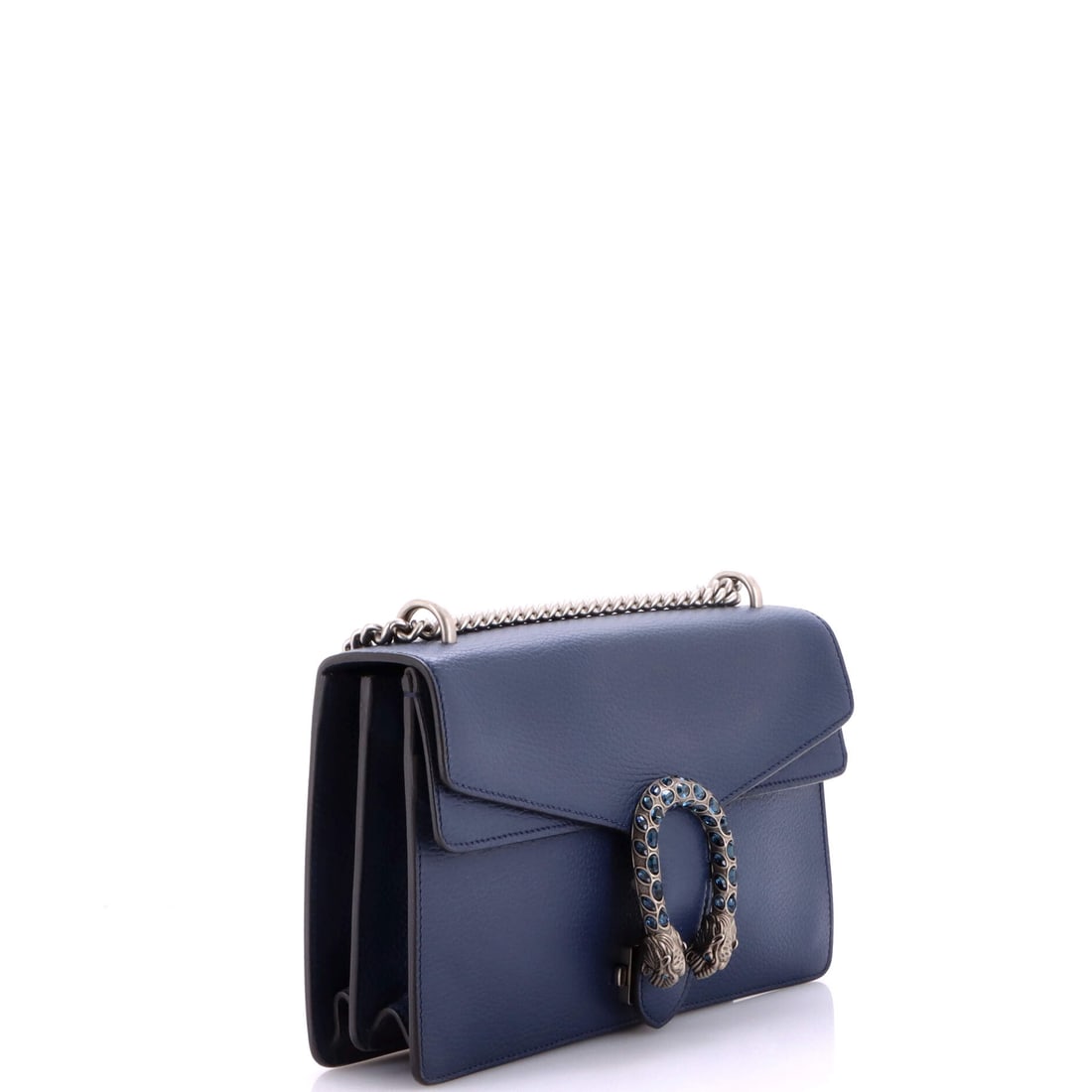 Gucci Dionysus Bag Leather Medium: Fashion insiders know: this is the one. A Blue leather Dionysus Bag Leather Medium from Gucci (size Medium), crafted with the house's signature attention to detail. Dimensions come in at 8" H x 12" W