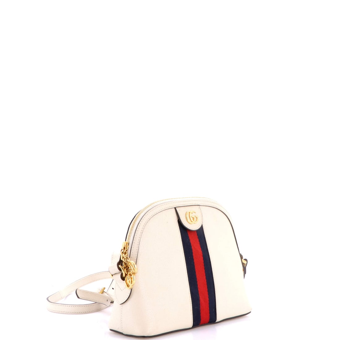 Gucci Ophidia Dome Shoulder Bag Leather Small: Fashion insiders know: this is the one. Meet the Gucci Ophidia Dome Shoulder Bag Leather Small in White leather (size Small) -- as desirable as ever. With dimensions of 7" x 9.5" x 3", it carries