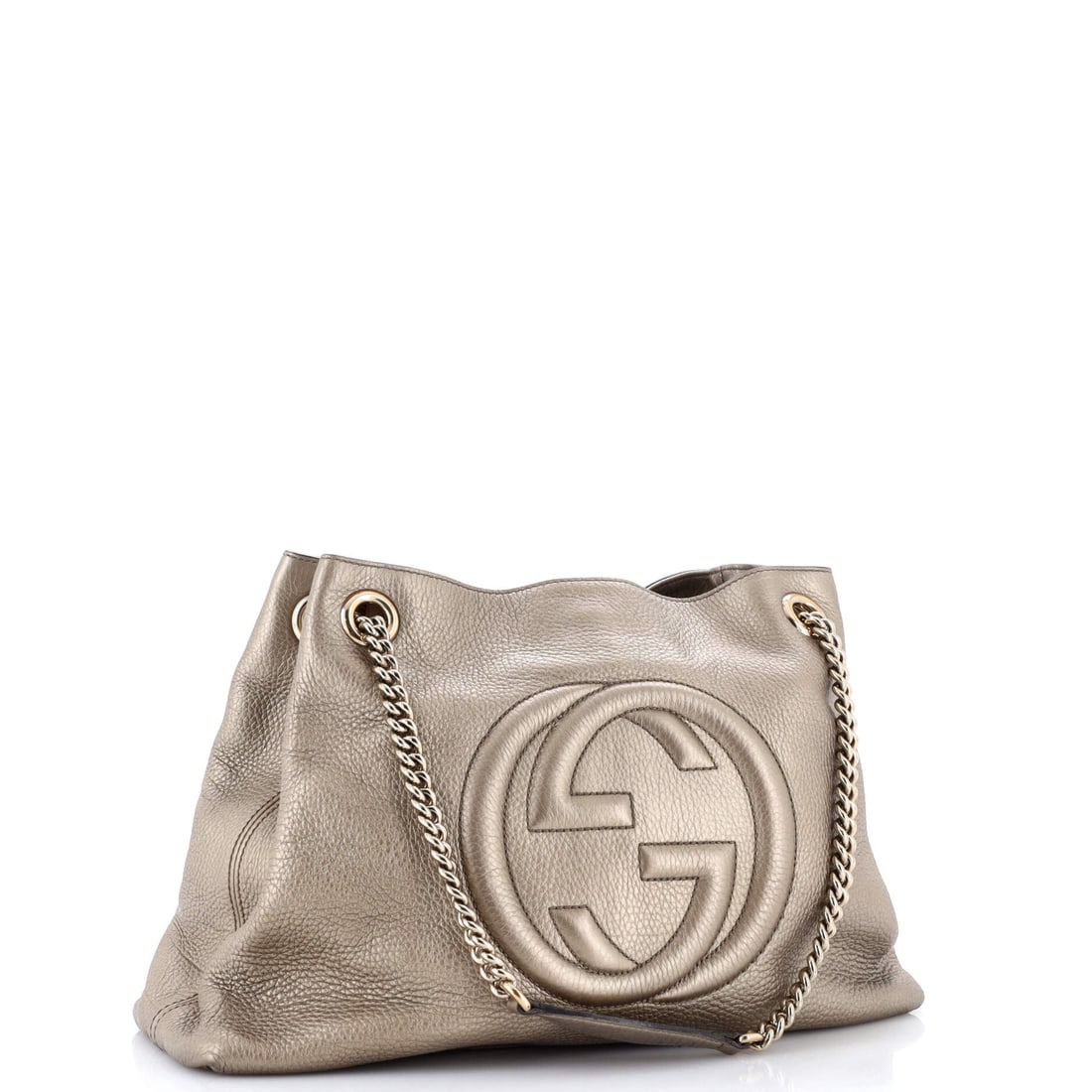 Gucci Soho Chain Strap Shoulder Bag Leather Medium: The centerpiece of any jewelry collection. The Gucci Soho Chain Strap Shoulder Bag Leather Medium arrives in a striking Gold leather finish (size Medium). With dimensions of 10.5" x 14.5" x 5", it car