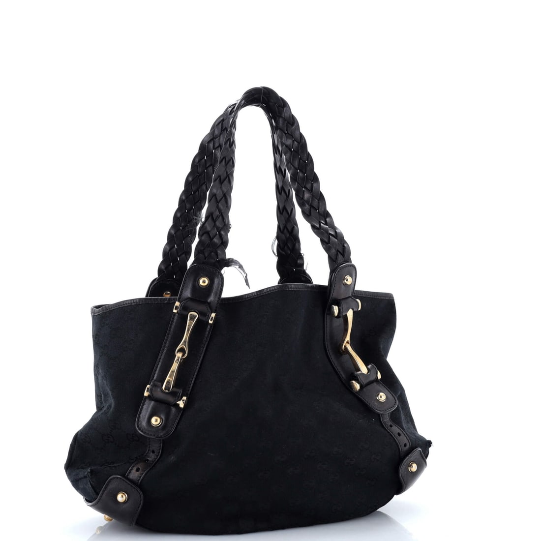 Gucci Pelham Shoulder Bag GG Canvas Medium: Truly one for the wish list. The Gucci Pelham Shoulder Bag GG Canvas Medium arrives in a striking Black canvas finish (size Medium). Sized at 12" H, 15" W, and 4" D -- just right.