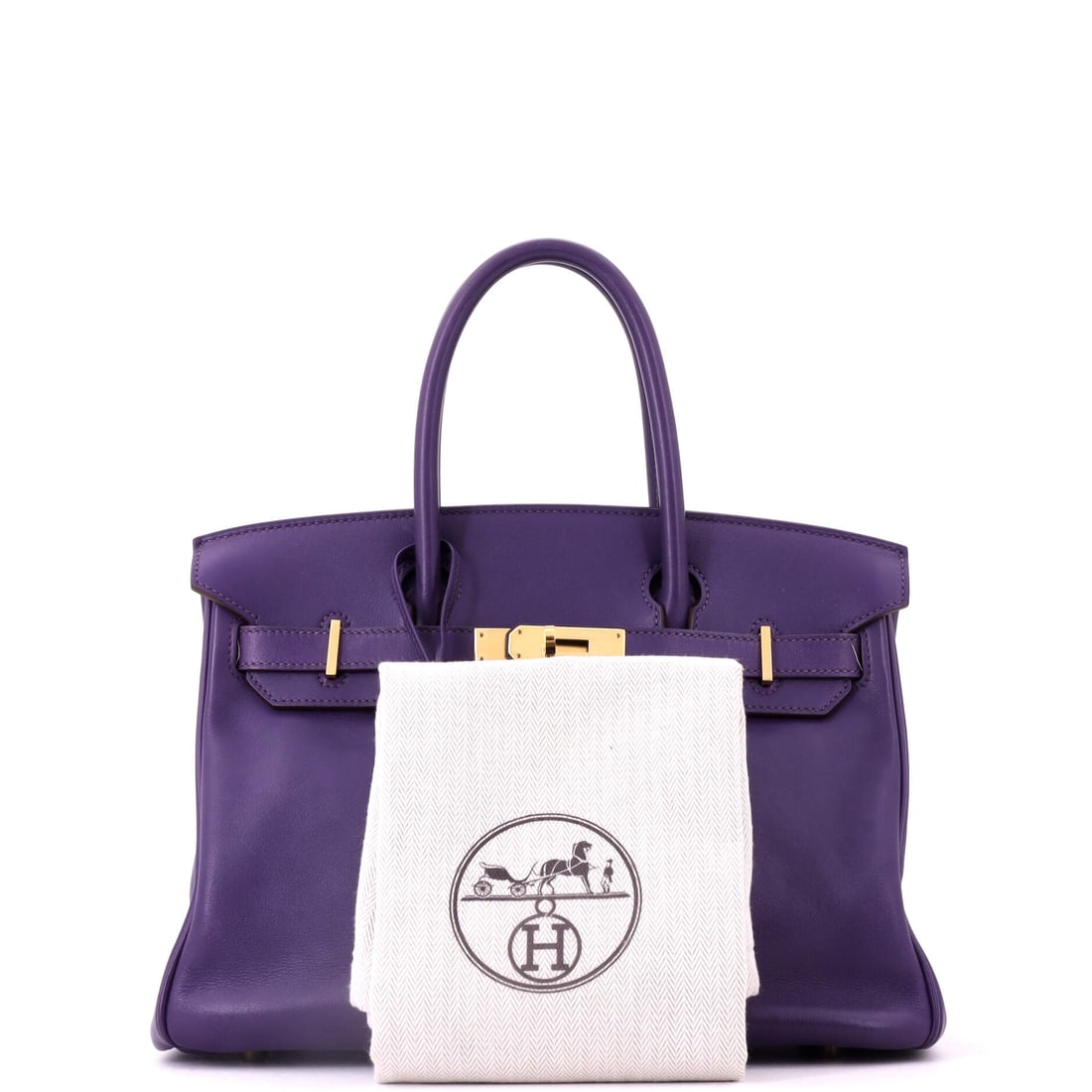 Hermes Birkin Handbag Purple Swift with Gold Hardware 30: Pure elegance with serious street credibility. The Hermes Birkin Handbag Purple Swift with Gold Hardware 30 arrives in a striking Purple gold finish. With dimensions of 9" x 12" x 6", it carries more