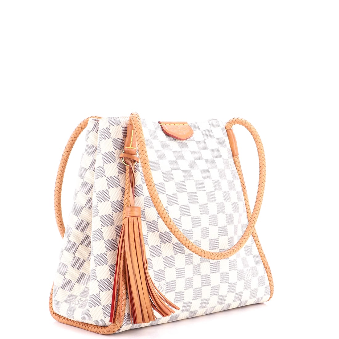 Louis Vuitton Propriano Handbag Damier: When only the best will do. Louis Vuitton delivers once again with this White damier Propriano Handbag Damier. At 11.5" x 12.5" x 6", this piece strikes the ideal balance of capacity and elegance. Lot