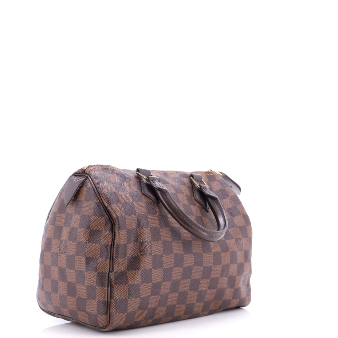 Louis Vuitton Speedy Handbag Damier 25: When only the best will do. Louis Vuitton's beloved Speedy Handbag Damier 25 in Brown damier -- a perennial favorite for good reason. Measuring 8" H x 10" W x 6" D, it's perfectly proportioned for eve