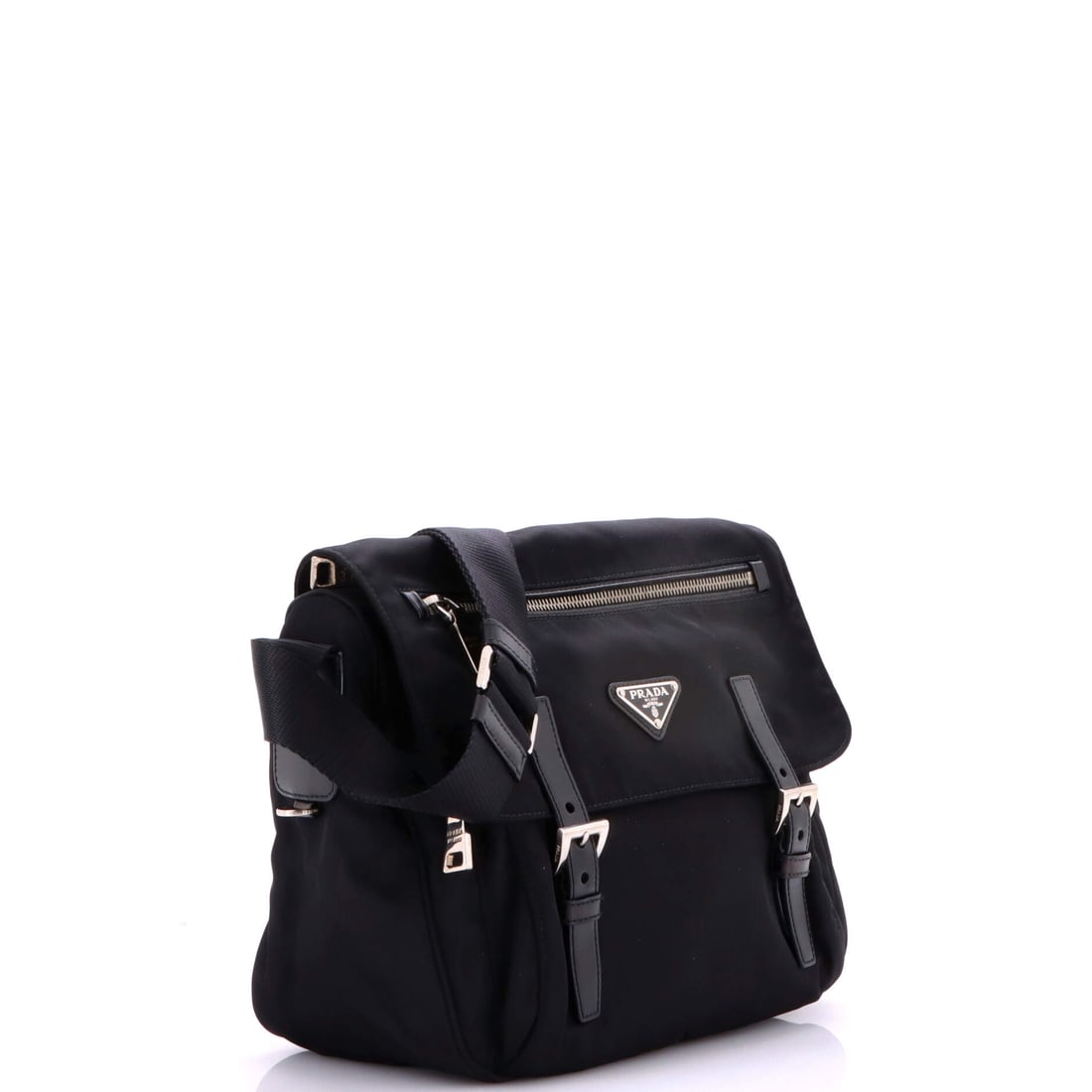 Prada Double Buckle Flap Messenger Bag Tessuto Large (1 of 3)
