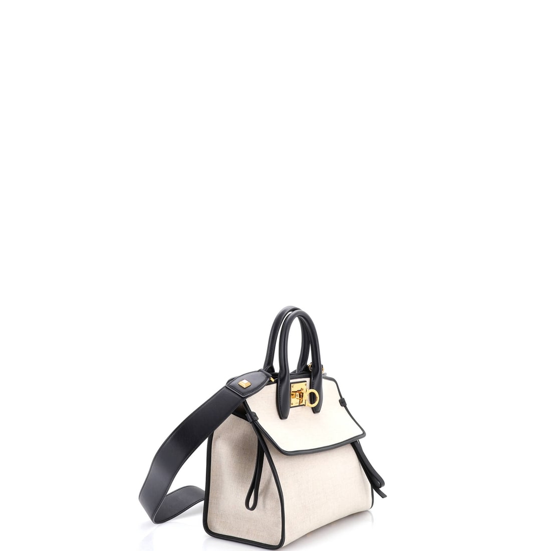 Salvatore Ferragamo Studio Soft Satchel Canvas Small: The definition of investment dressing, carried on the arm. This Salvatore Ferragamo Studio Soft Satchel Canvas Small in Neutral canvas is a standout (size Small) from the house's celebrated lineup. Me