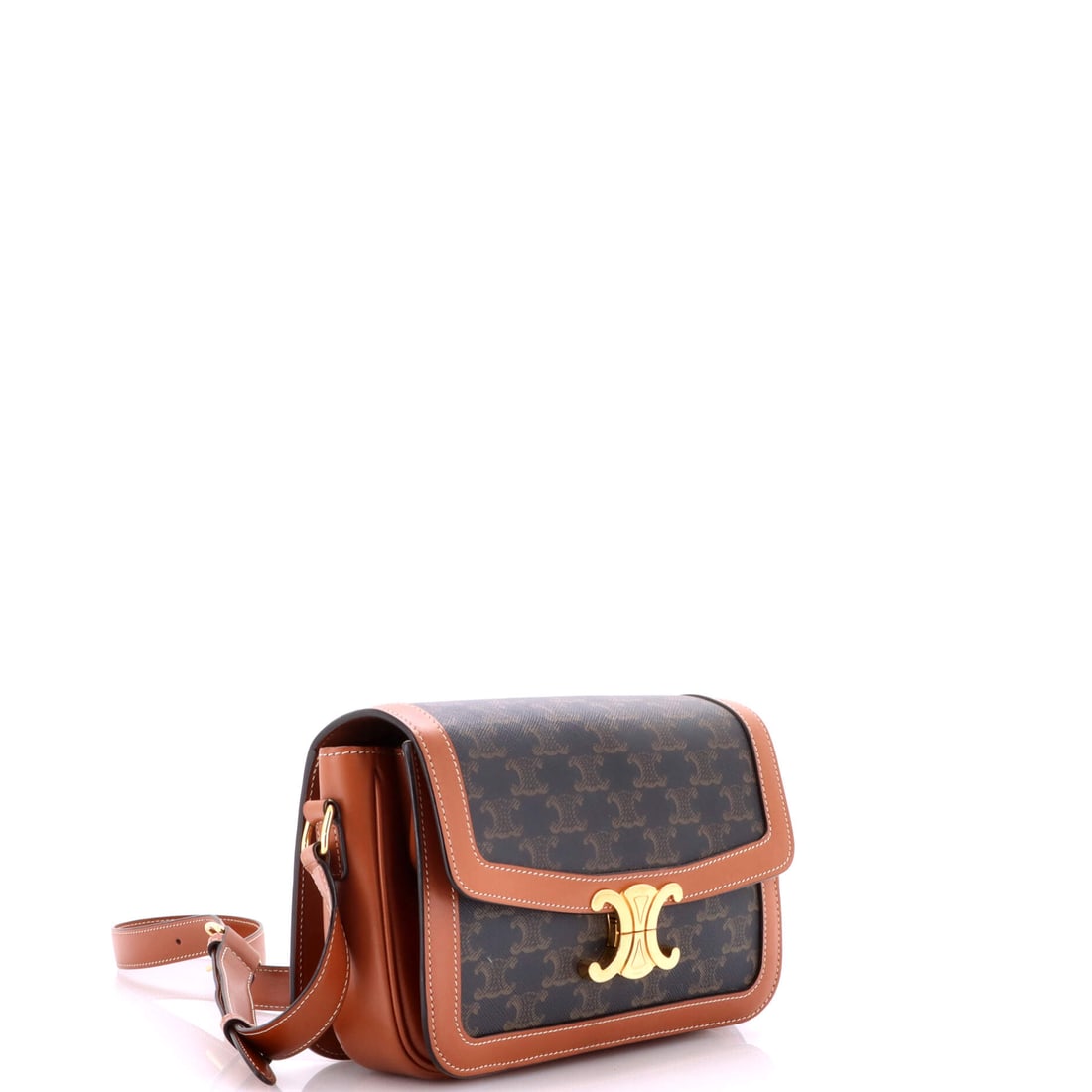 Celine Triomphe Shoulder Bag Triomphe Coated Canvas Medium: The kind of thing you notice second -- and remember first. The Brown palette and Coated Canvas construction create a harmony that feels inevitable. Presented in the Medium size, coated canvas construc