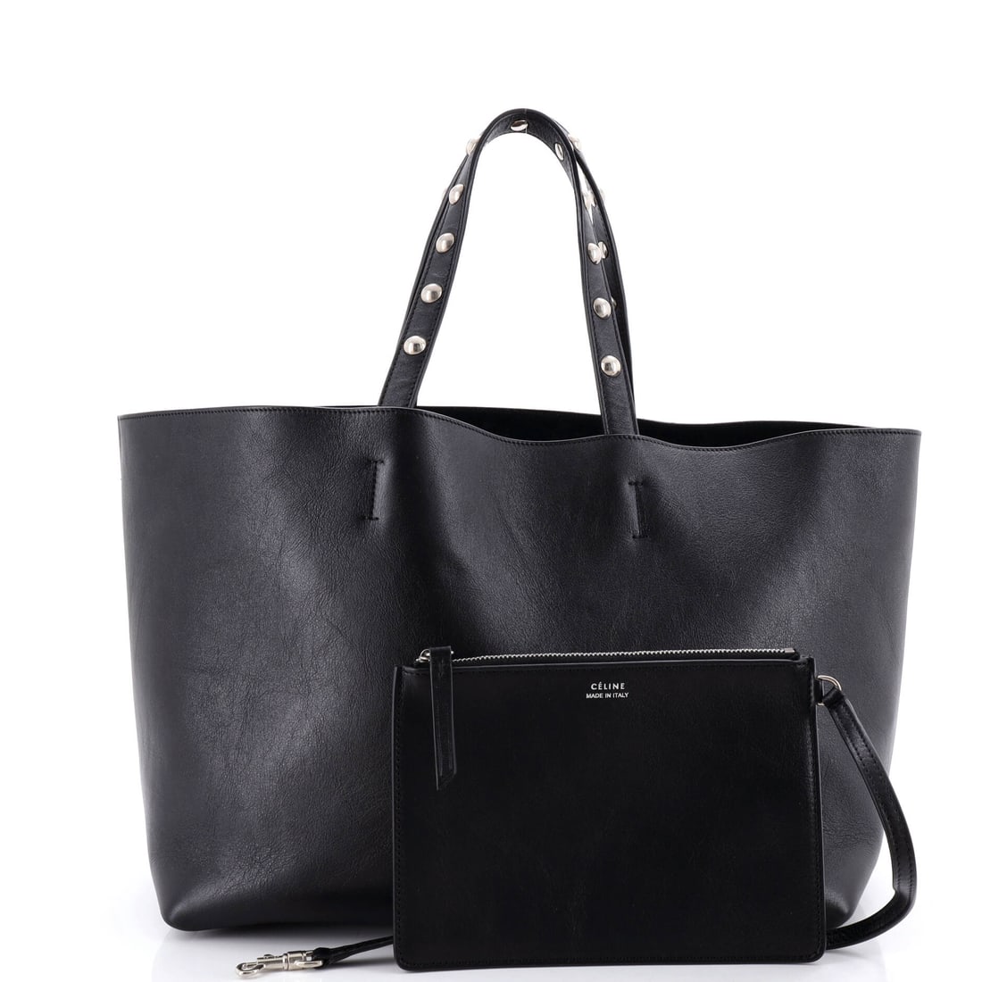 Celine Phantom Soft Cabas Tote Studded Leather Small: From desk to dinner and every rideshare in between. The Celine Phantom Soft Cabas Tote Studded in Black Leather checks every box without trying too hard. Presented in the Small size, leather construct
