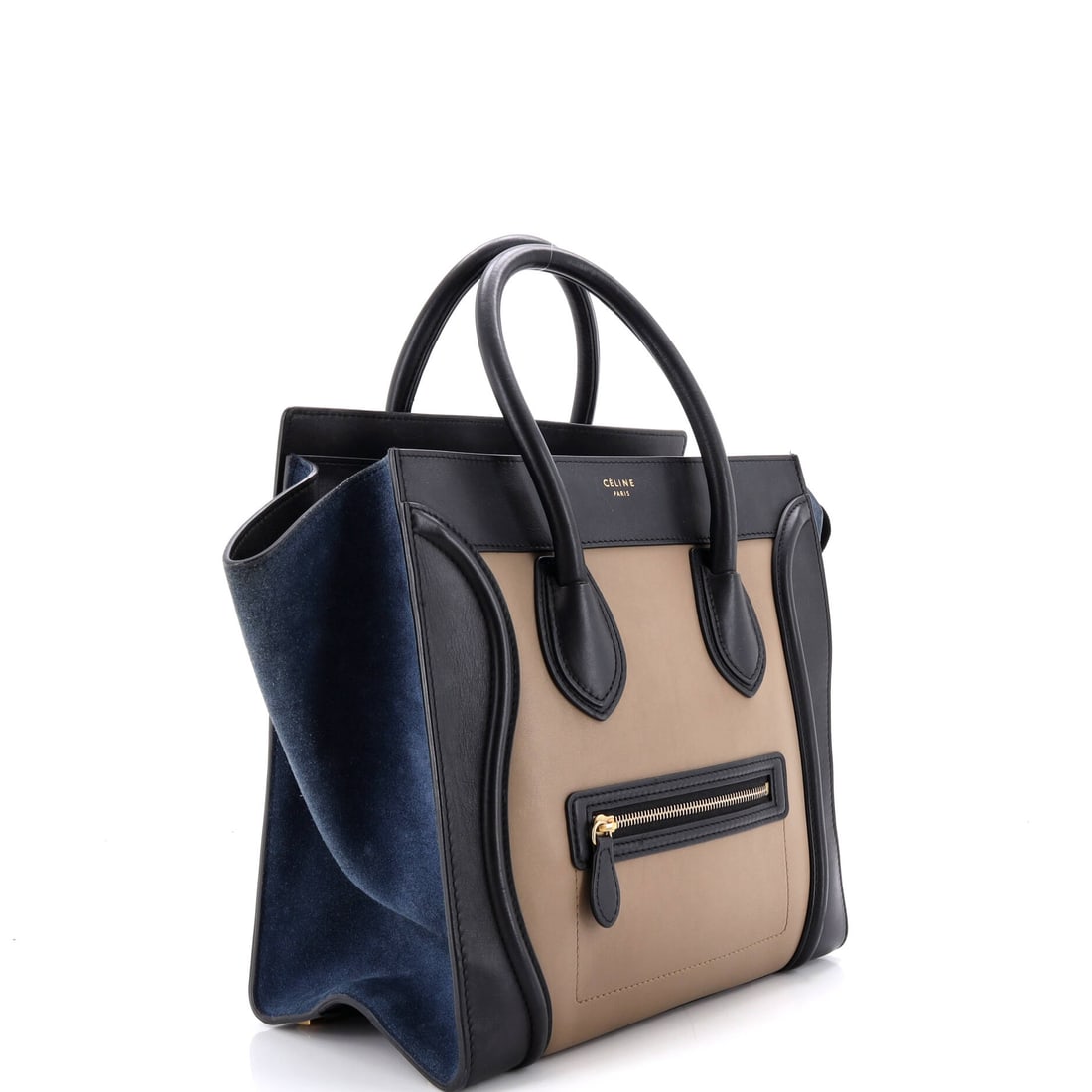 Celine Tricolor Luggage Bag Leather Mini: Not everything from the maison becomes a classic; this one did. Every element of this Tricolor Luggage Bag reflects the maison's century-spanning commitment to excellence. Presented in the Mini size,