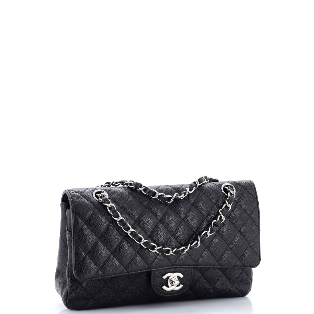 Chanel Vintage Classic Double Flap Bag Quilted Caviar Medium (1 of 7)
