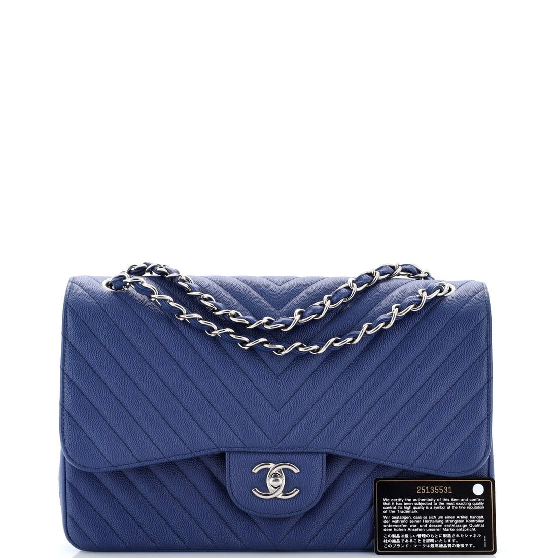 Chanel Classic Double Flap Bag Chevron Caviar Jumbo (1 of 6)
