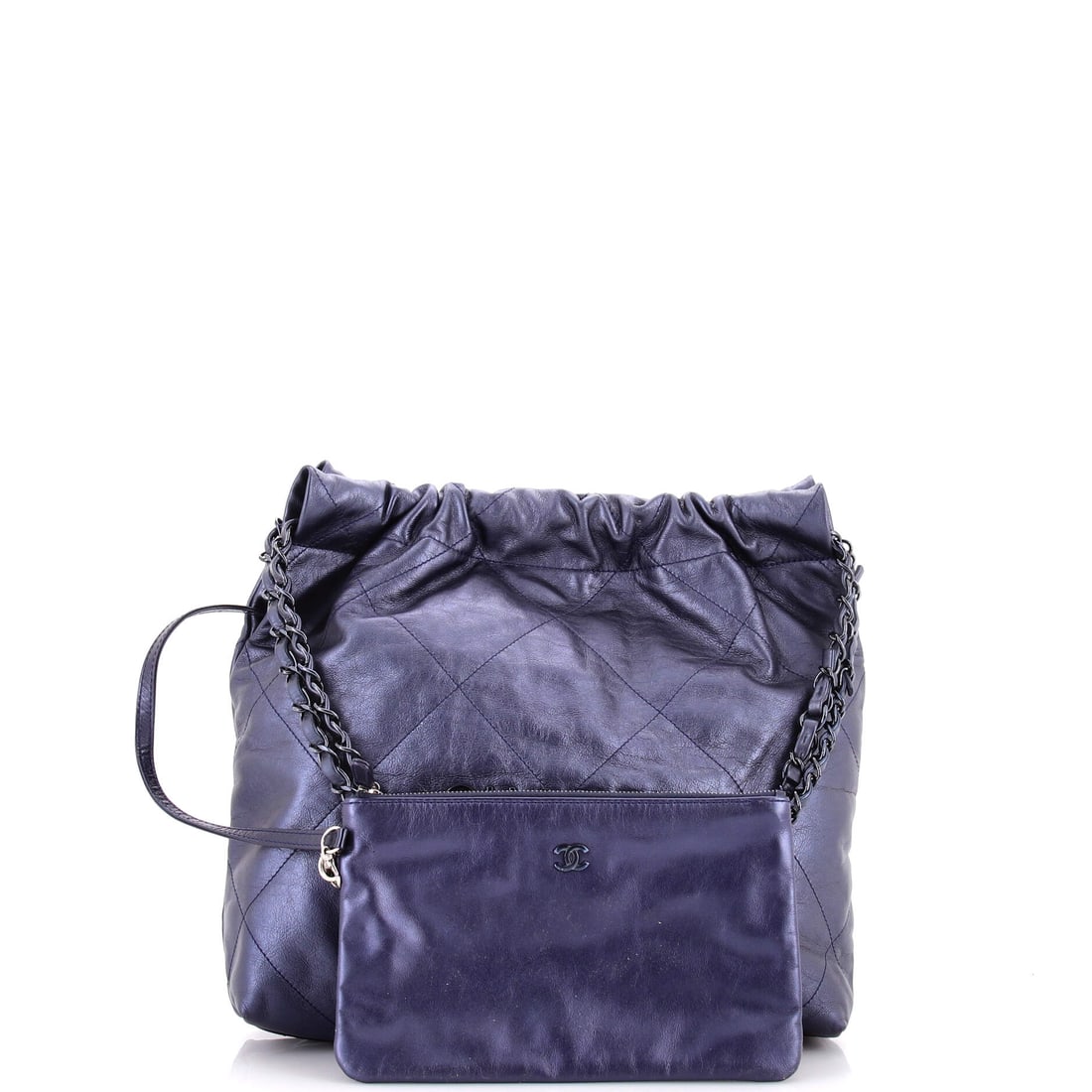 Chanel 22 Chain Hobo Quilted Calfskin Small: From desk to dinner and every rideshare in between. The Chanel 22 Chain Hobo Quilted in Blue Calfskin checks every box without trying too hard. Presented in the Small size, calfskin construction, a bl