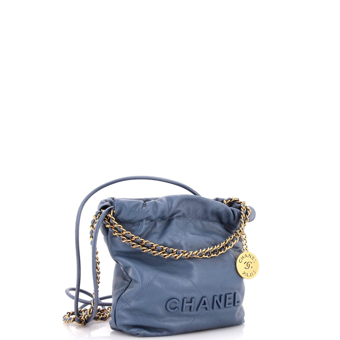 Chanel 22 Chain Hobo Quilted Caviar Mini: Craftsmanship of this caliber speaks a language all its own. The 22 Chain Hobo carries the DNA of Chanel's most celebrated design principles. Presented in the Mini size, quilted caviar construction, a