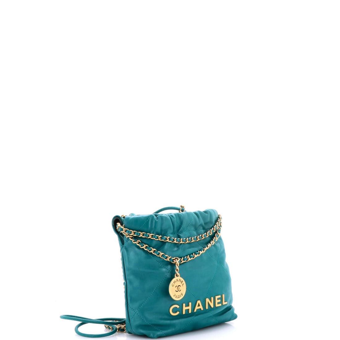 Chanel 22 Chain Hobo Quilted Calfskin Mini: When in doubt, choose the one that makes people stare. Few pieces carry the sheer magnetism of a Chanel 22 Chain Hobo Quilted at full tilt. Presented in the Mini size, calfskin construction, a blue co