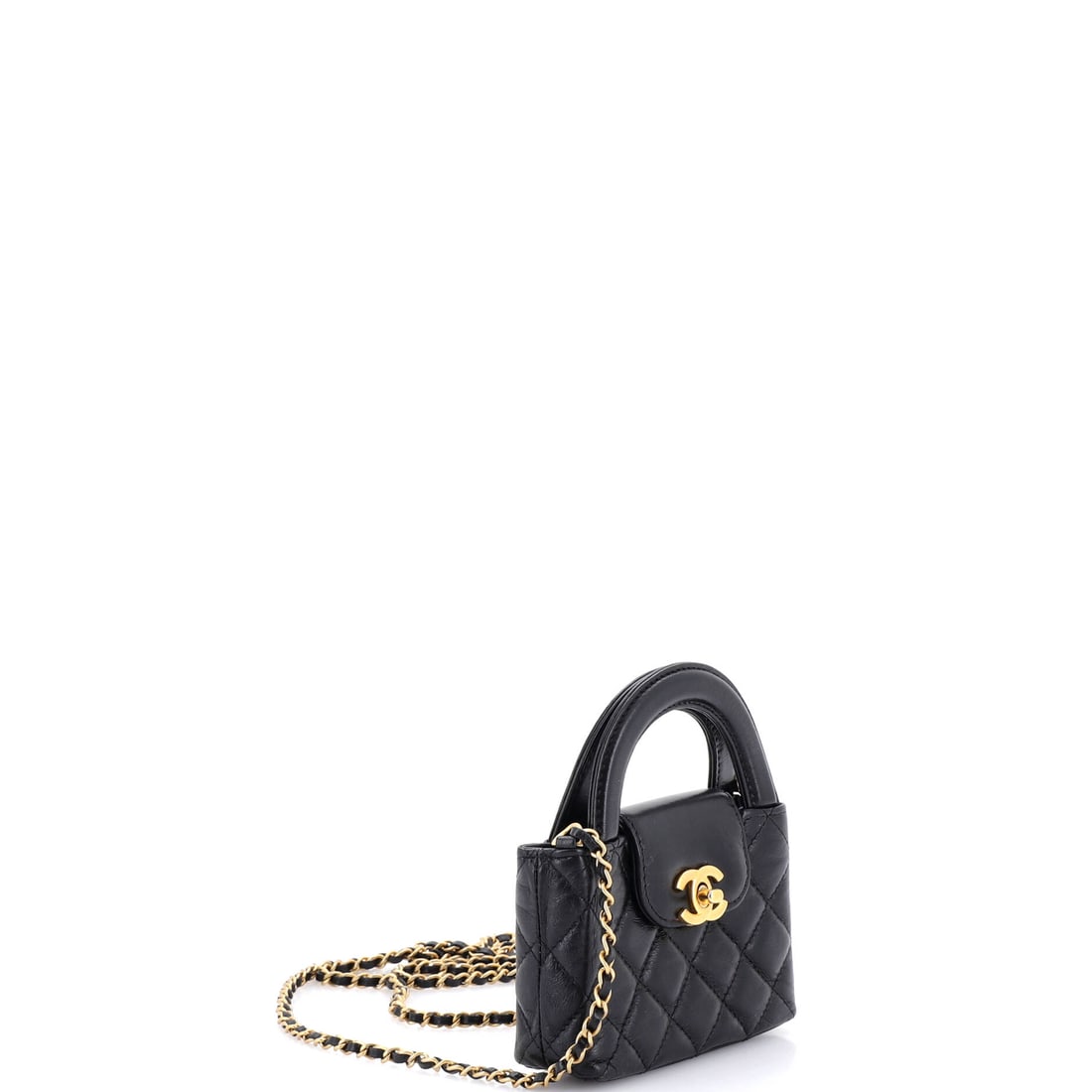 Chanel Kelly Top Handle Shopping Bag Quilted Shiny Aged Calfskin Nano: The one your stylist would keep for herself if you were not looking. The Kelly Top Handle Shopping Bag Quilted Shiny Aged delivers the kind of Chanel polish that makes getting dressed the easy part. P