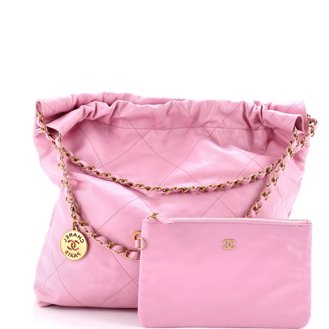 Chanel 22 Chain Hobo Quilted Calfskin Medium: Smart money goes where style and substance overlap. The Chanel 22 Chain Hobo Quilted is that rare piece: genuinely versatile and unmistakably luxurious. Presented in the Medium size, calfskin construc