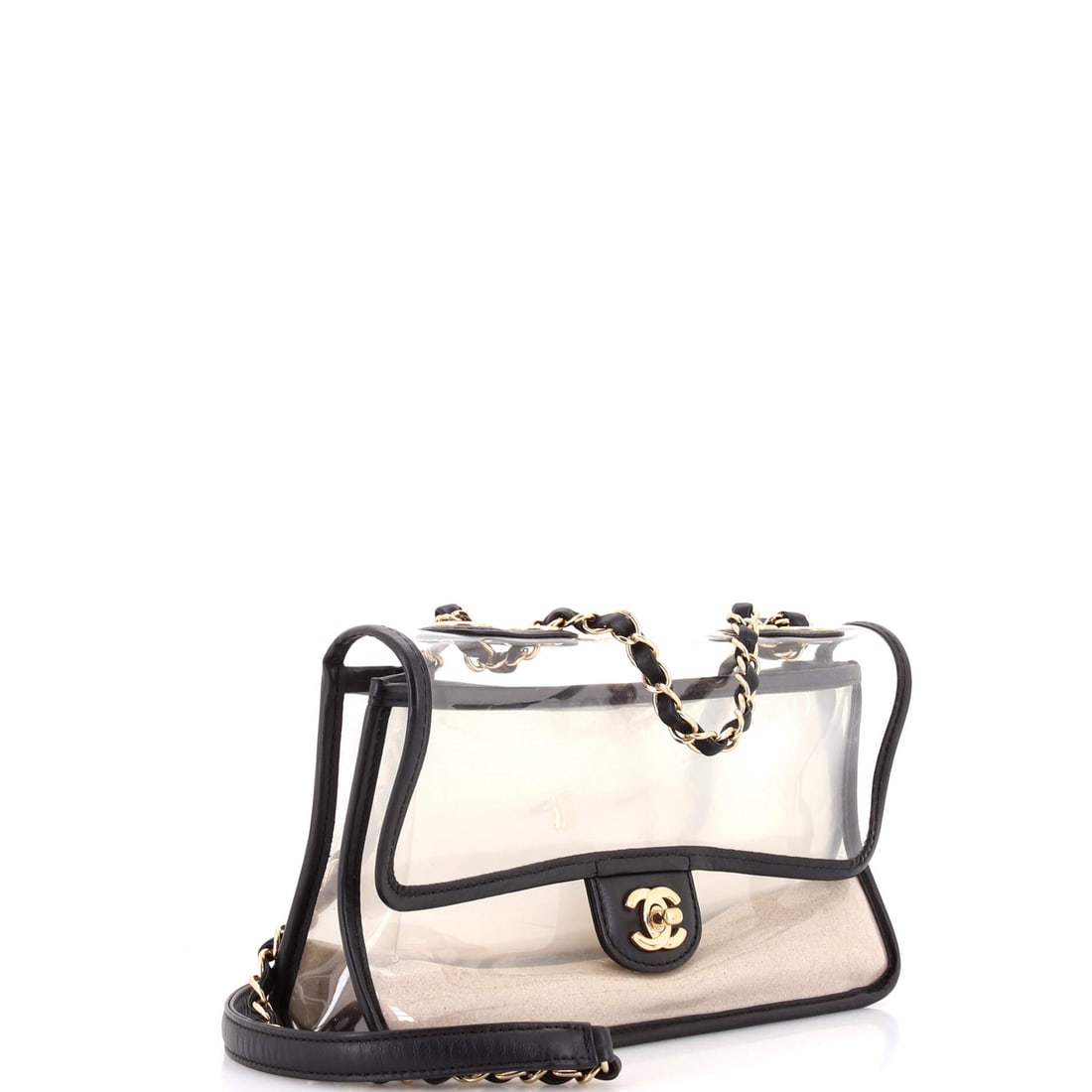 Chanel Sand By The Sea Flap Bag PVC with Lambskin Medium: The kind of thing you notice second -- and remember first. This Chanel Sand By The Sea Flap Bag PVC with has the kind of beauty that deepens on second glance. Presented in the Medium size, lambskin