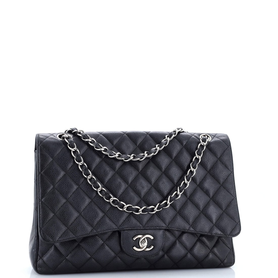 Chanel Classic Single Flap Bag Quilted Caviar Maxi: When the atelier doors close, only the finest work emerges. This particular Classic Single Flap Bag Maxi in Quilted Caviar captures the essence of what Chanel does best. Presented in quilted caviar co