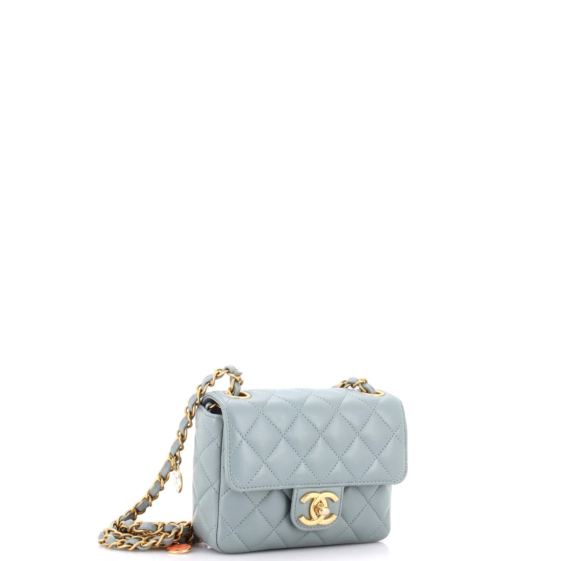 Chanel Casino Royale Charms Square Flap Bag Quilted Lambskin with Enamel Mini: In the grammar of style, this is a perfectly composed sentence. This is Chanel at their most poetic -- restrained, resonant, and effortlessly refined. Presented in the Mini size, quilted lambskin cons