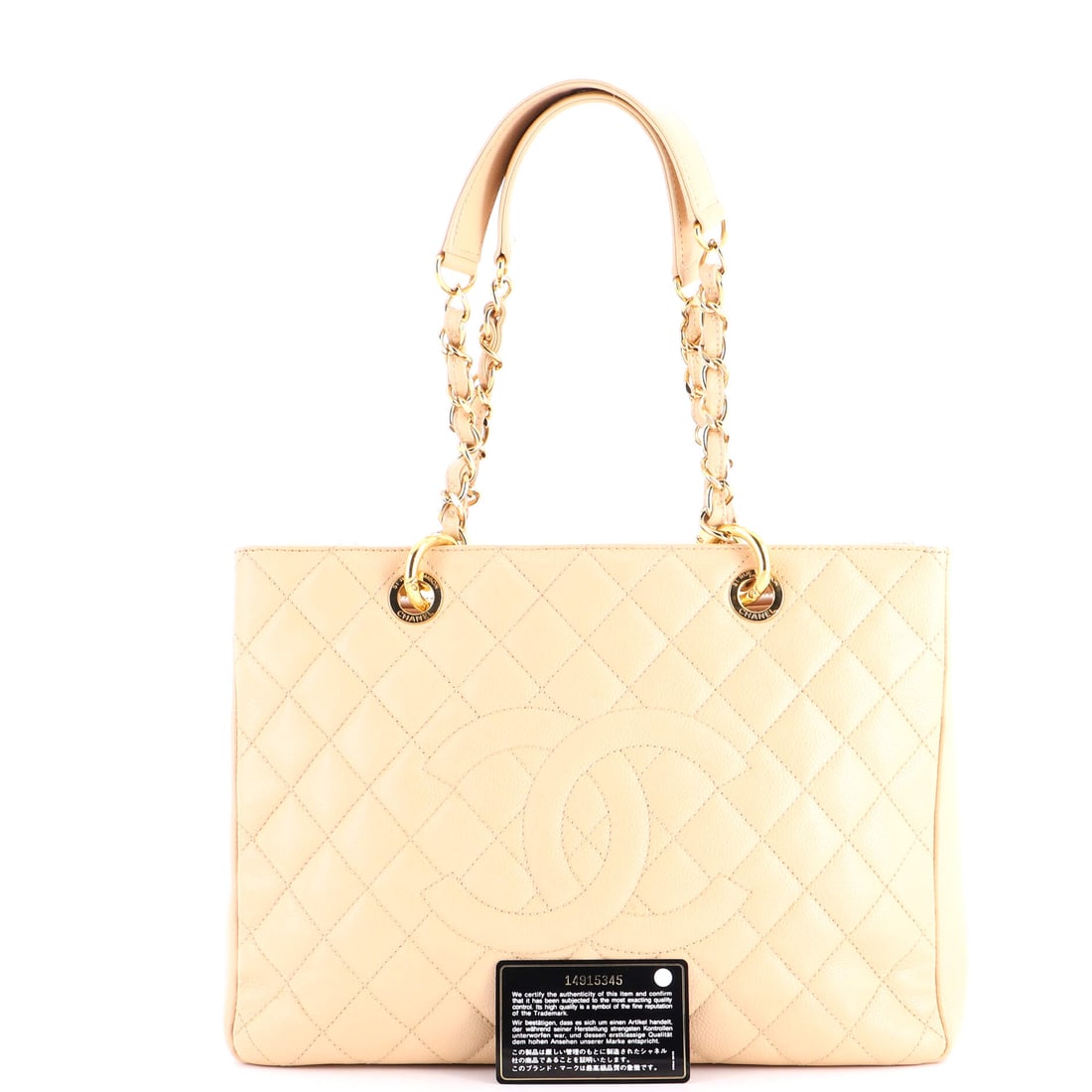 Chanel Grand Shopping Tote Quilted Caviar: Real style does not clock in and out -- and neither does this piece. The Chanel Grand Shopping Tote proves you do not have to sacrifice style for substance -- or vice versa. Presented in quilted cavia