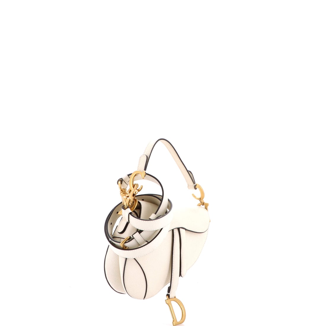 Christian Dior Saddle Handbag with Strap Leather Mini: A still life in motion -- elegant, composed, complete. The interplay of Leather and silhouette gives this Saddle Handbag with Strap a lyrical quality unique to Christian Dior. Presented in the Mini si