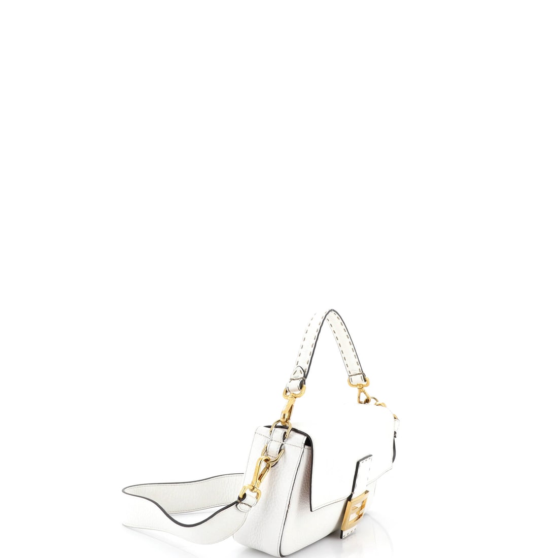 Fendi Selleria Baguette NM Bag Leather Medium: Understatement is overrated. This piece agrees. Fendi went all in on this Selleria Baguette NM Bag, and the result speaks for itself. Presented in the Medium size, leather construction, a white colorw