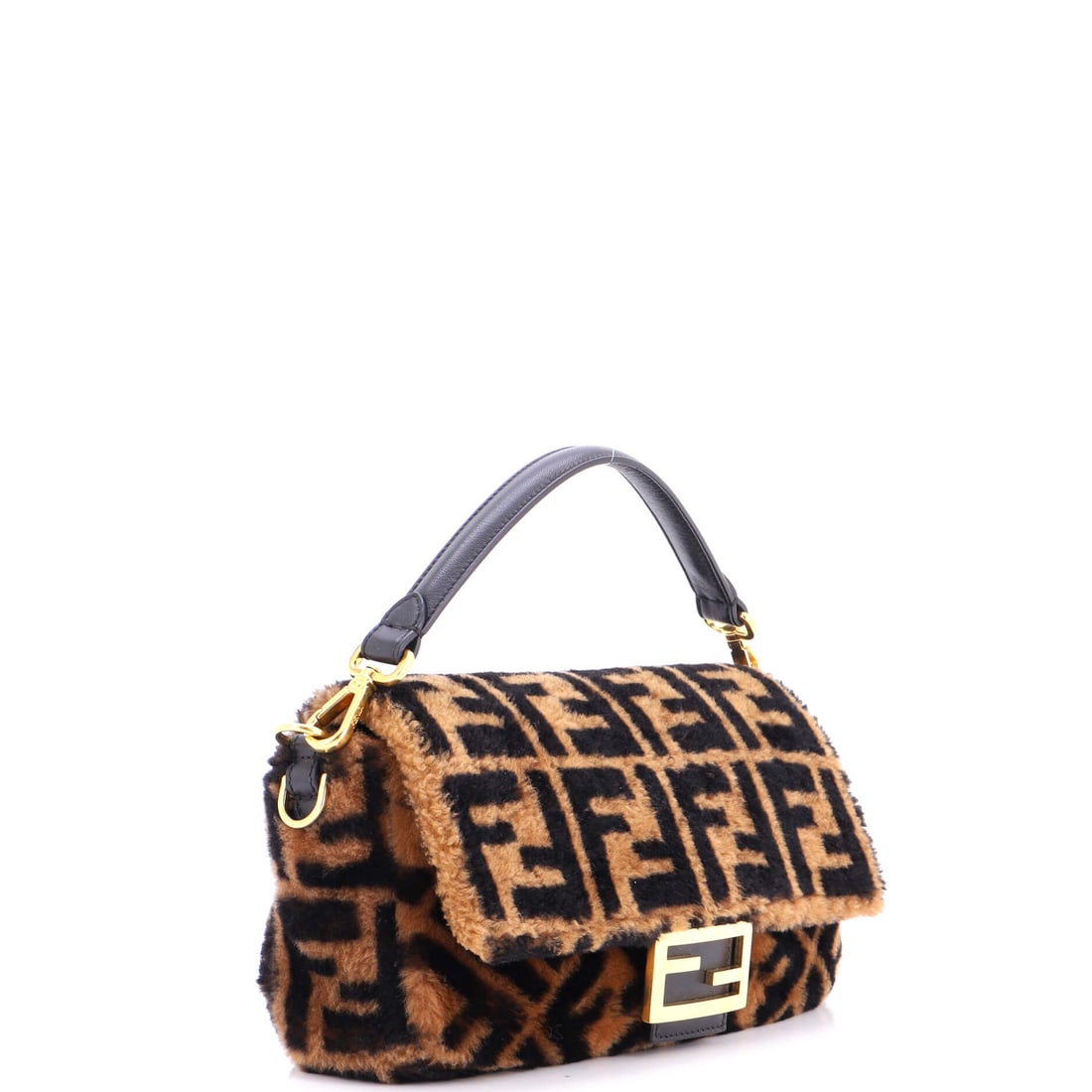 Fendi Baguette NM Bag Zucca Shearling Medium: This is the one you grab without thinking -- and it always works. Smart, sharp, and ready for whatever the week throws at it -- classic Fendi thinking. Presented in the Medium size, shearling construc