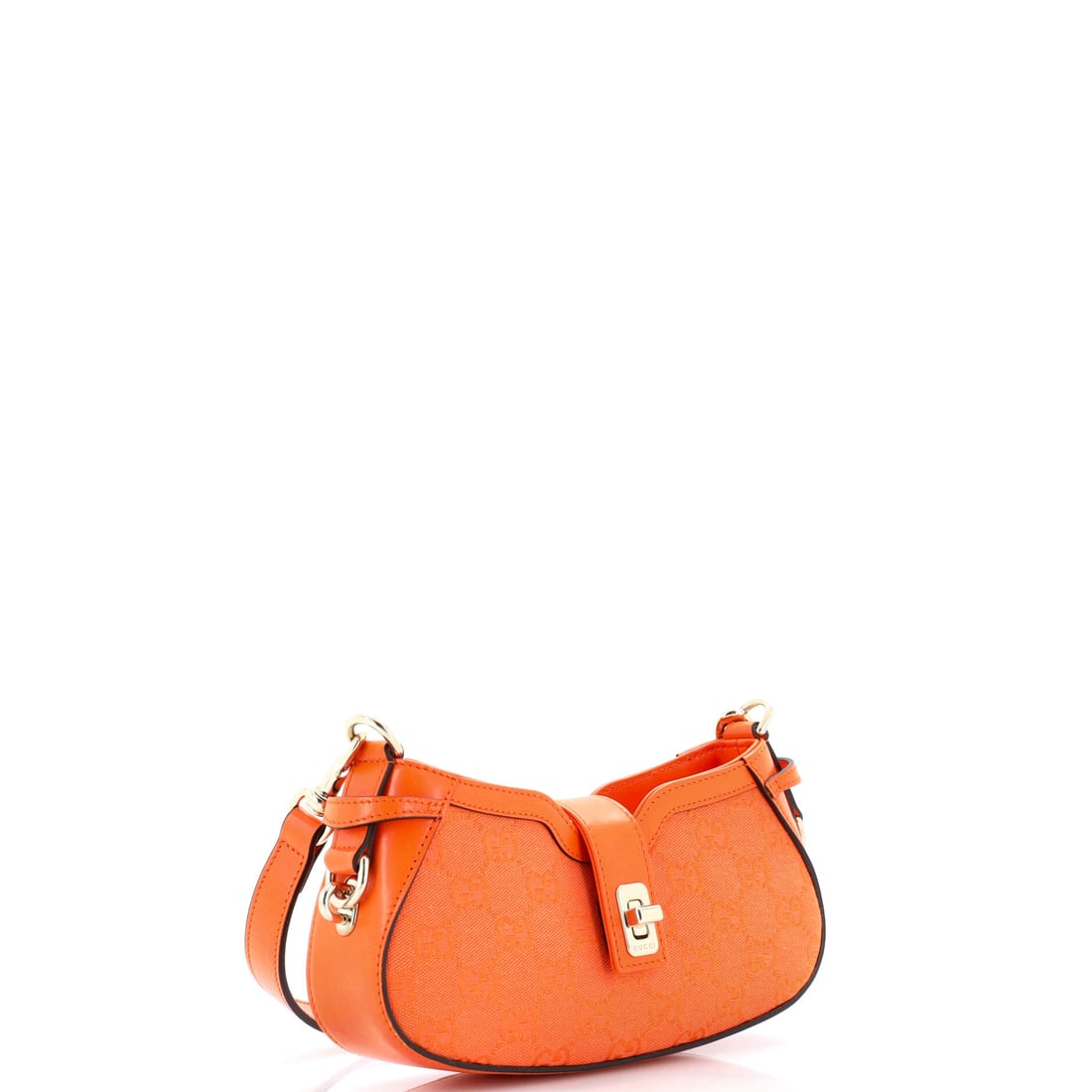 Gucci Moon Side Shoulder Bag GG Canvas Mini: Smart money goes where style and substance overlap. In the real world, this Gucci Moon Side Shoulder Bag in Orange is the piece that never lets you down. Presented in the Mini size, gg canvas construc
