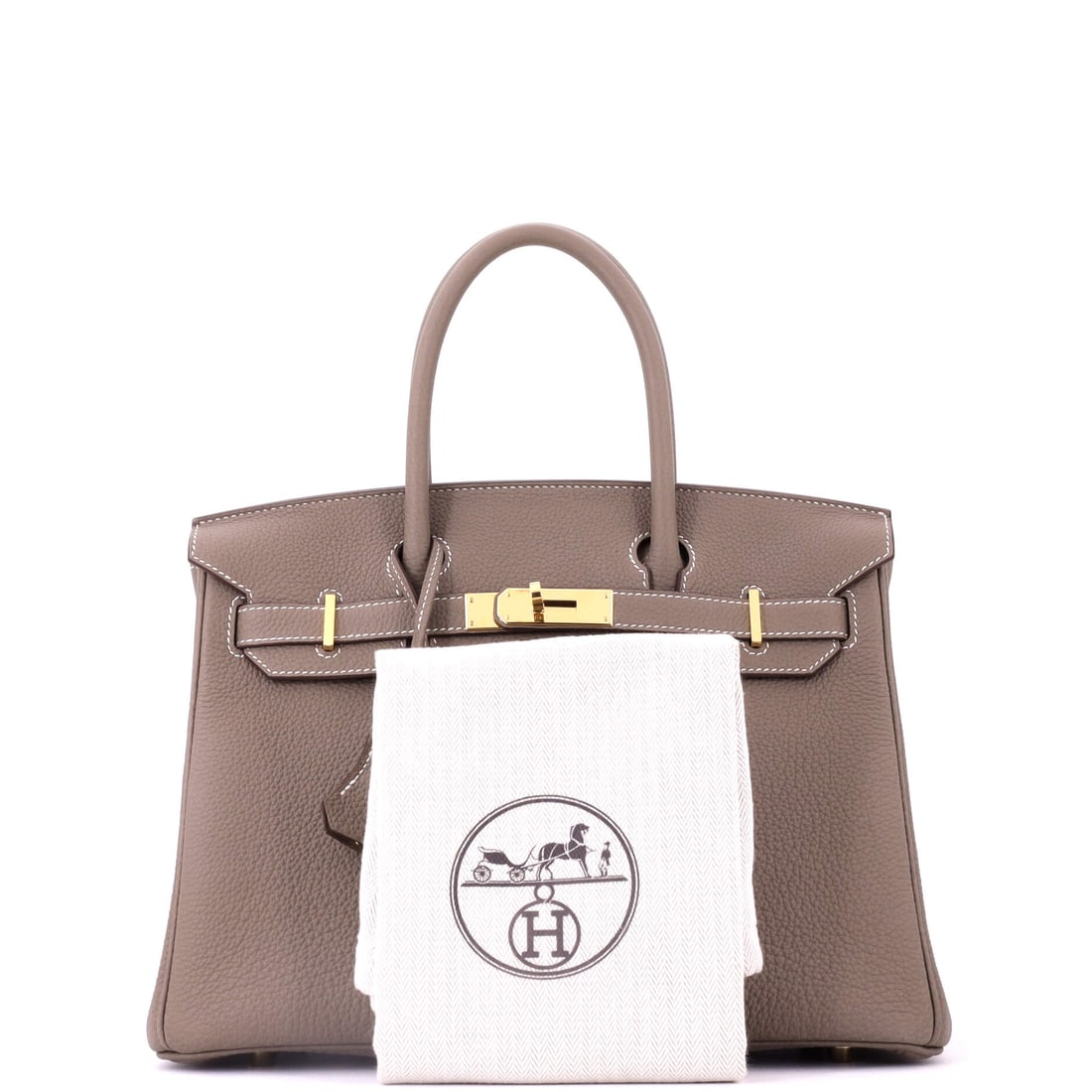 Hermes Birkin Handbag Grey Togo with Gold Hardware 30: Some carry a bag. This bag carries a reputation. Everything about this Birkin Handbag Grey Togo with Gold Hardware 30 says Hermes at peak confidence -- unapologetic and utterly refined. Presented in a