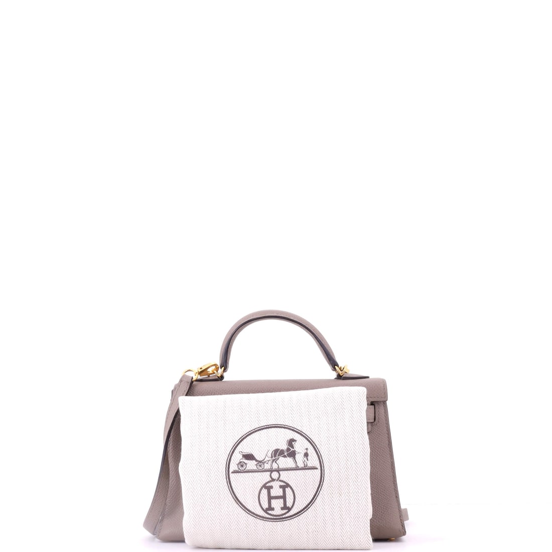 Hermes Kelly Mini II Bag Grey Epsom with Gold Hardware 20: Quiet luxury has always had a name -- it just takes time to learn it. In Gray, the Kelly II Bag Grey Epsom with Gold Hardware 20 takes on a dimension that speaks to Hermes's mastery of palette. Presen