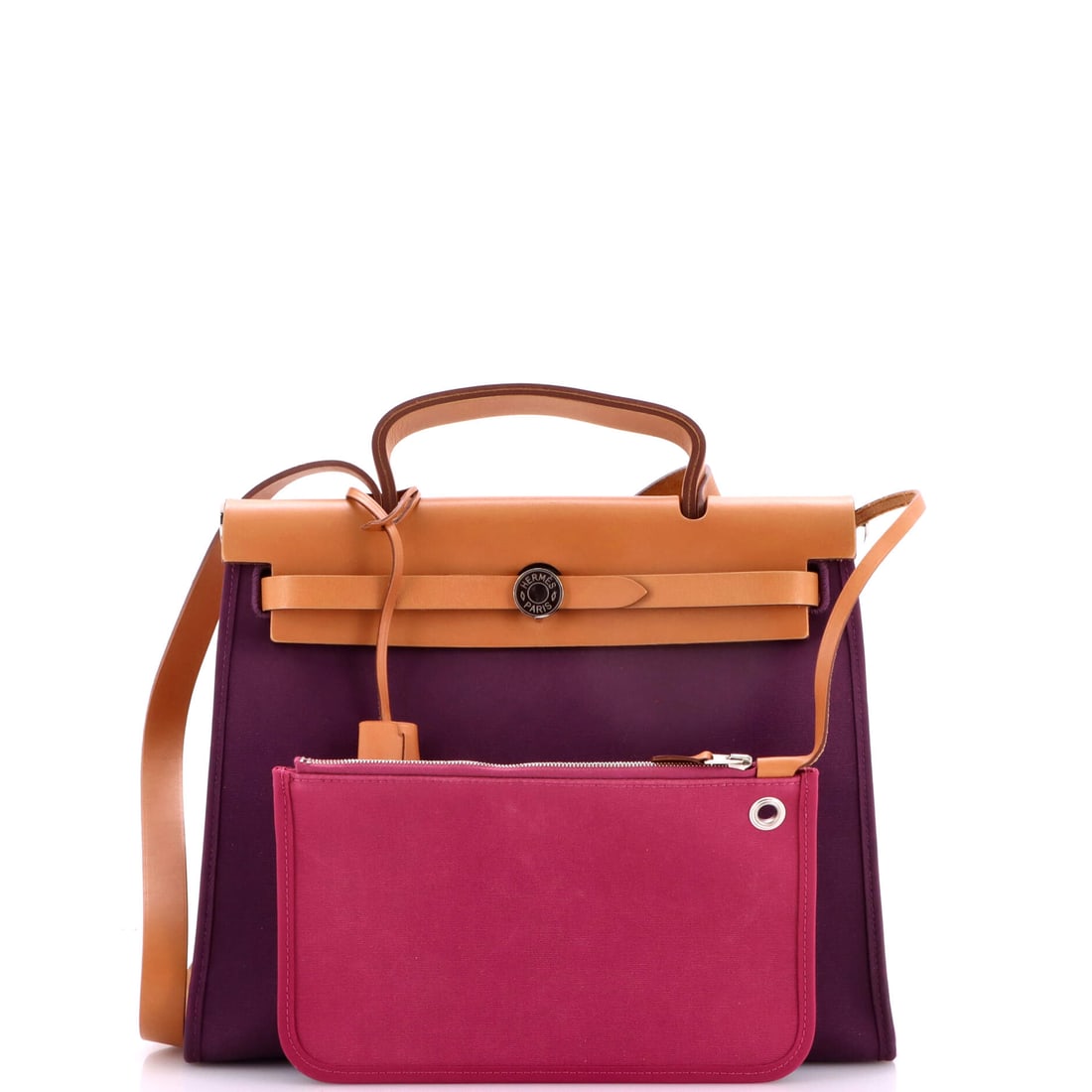 Hermes Herbag Zip Leather and Toile 31: Not loud, not quiet -- perfectly pitched, like a cello at dusk. Light moves differently across Leather, and Hermes knows exactly how to use that. Presented in leather construction, a brown, purple col