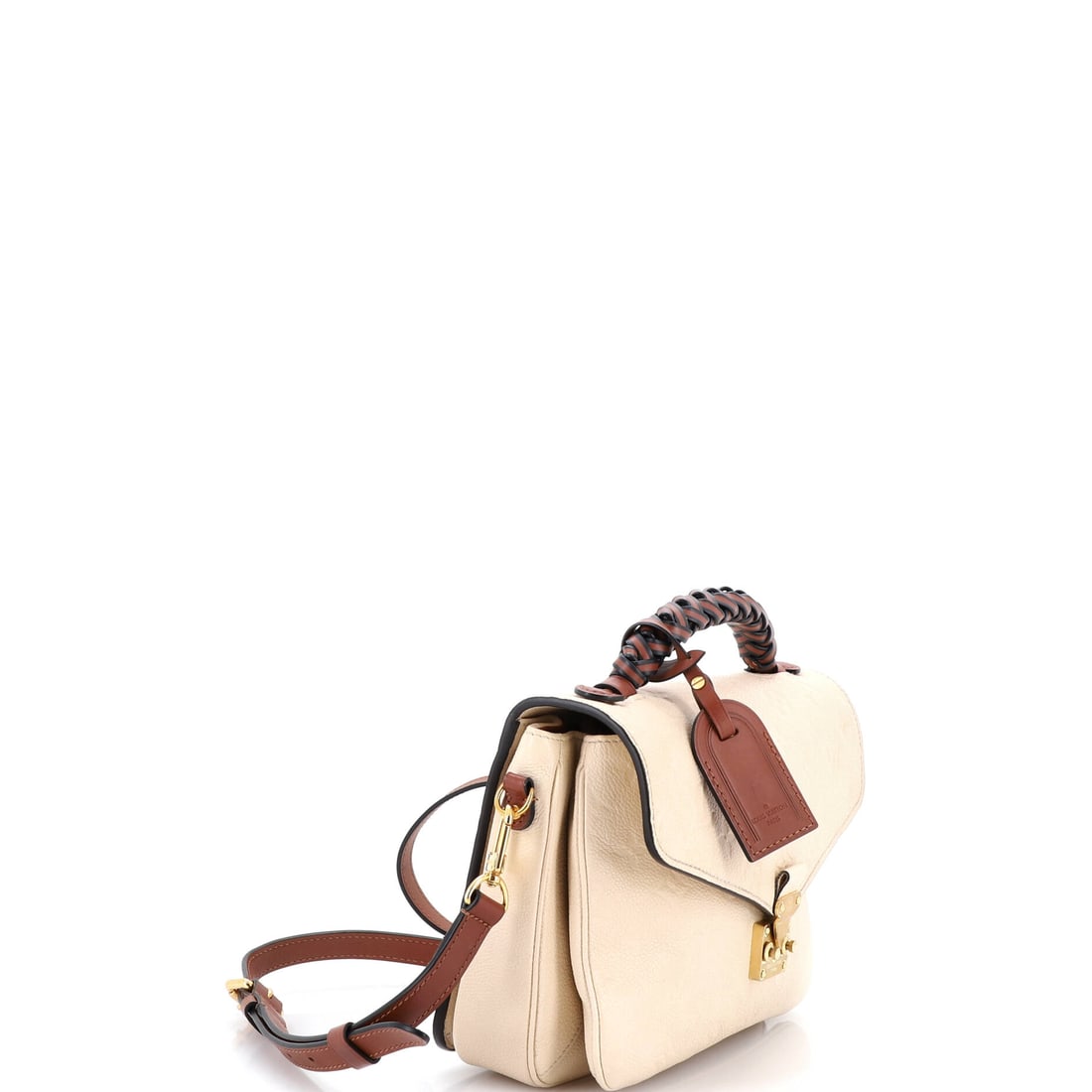 Louis Vuitton Braided Handle Pochette Metis Monogram Empreinte Leather: Equally at home at brunch and on a first-class boarding pass. In the real world, this Louis Vuitton Braided Handle Pochette Metis Monogram in Neutral is the piece that never lets you down. Presented i