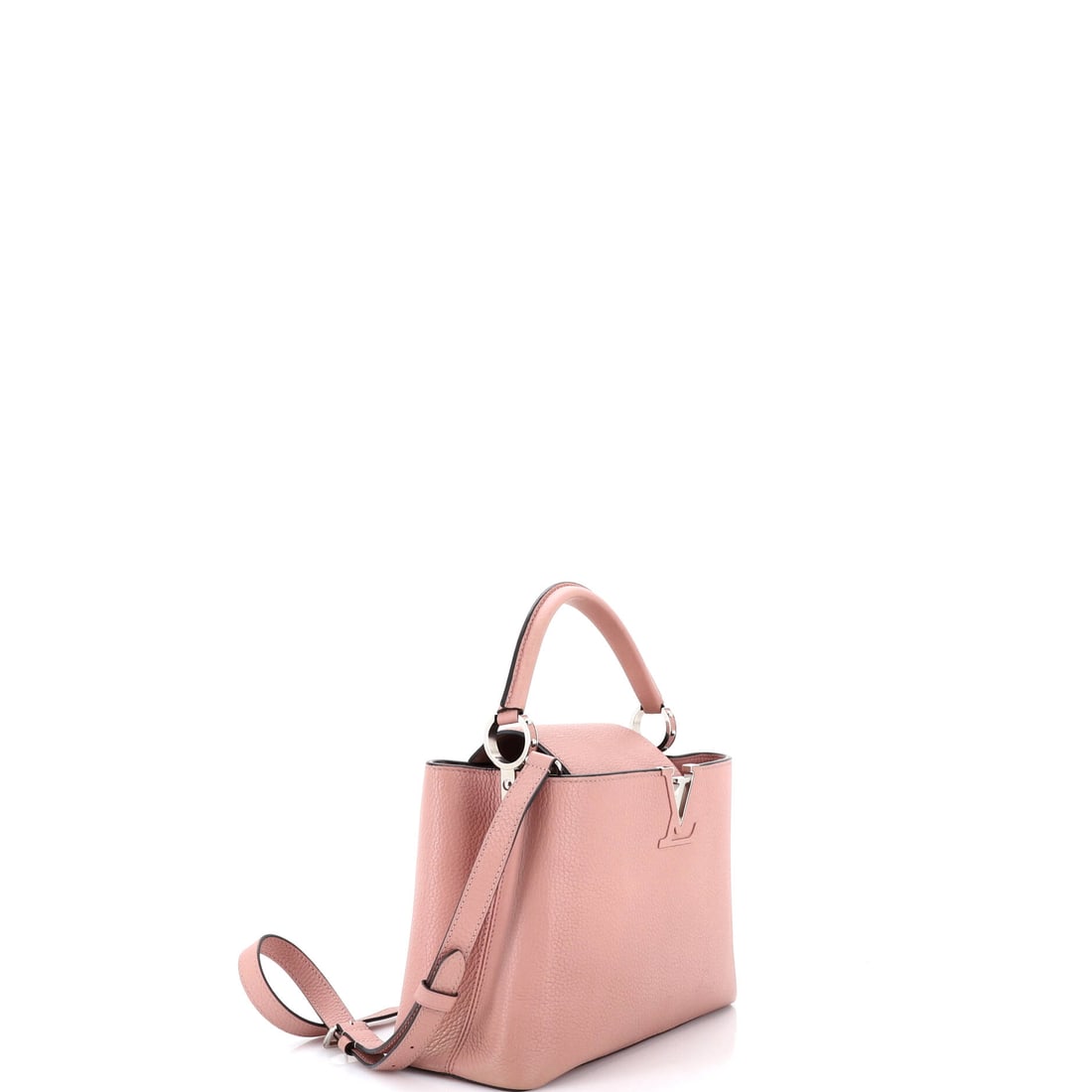 Louis Vuitton Capucines Bag Leather PM: Every great collection has a cornerstone -- this is it. The Capucines Bag carries the DNA of Louis Vuitton's most celebrated design principles. Presented in the PM size, leather construction, a neutra