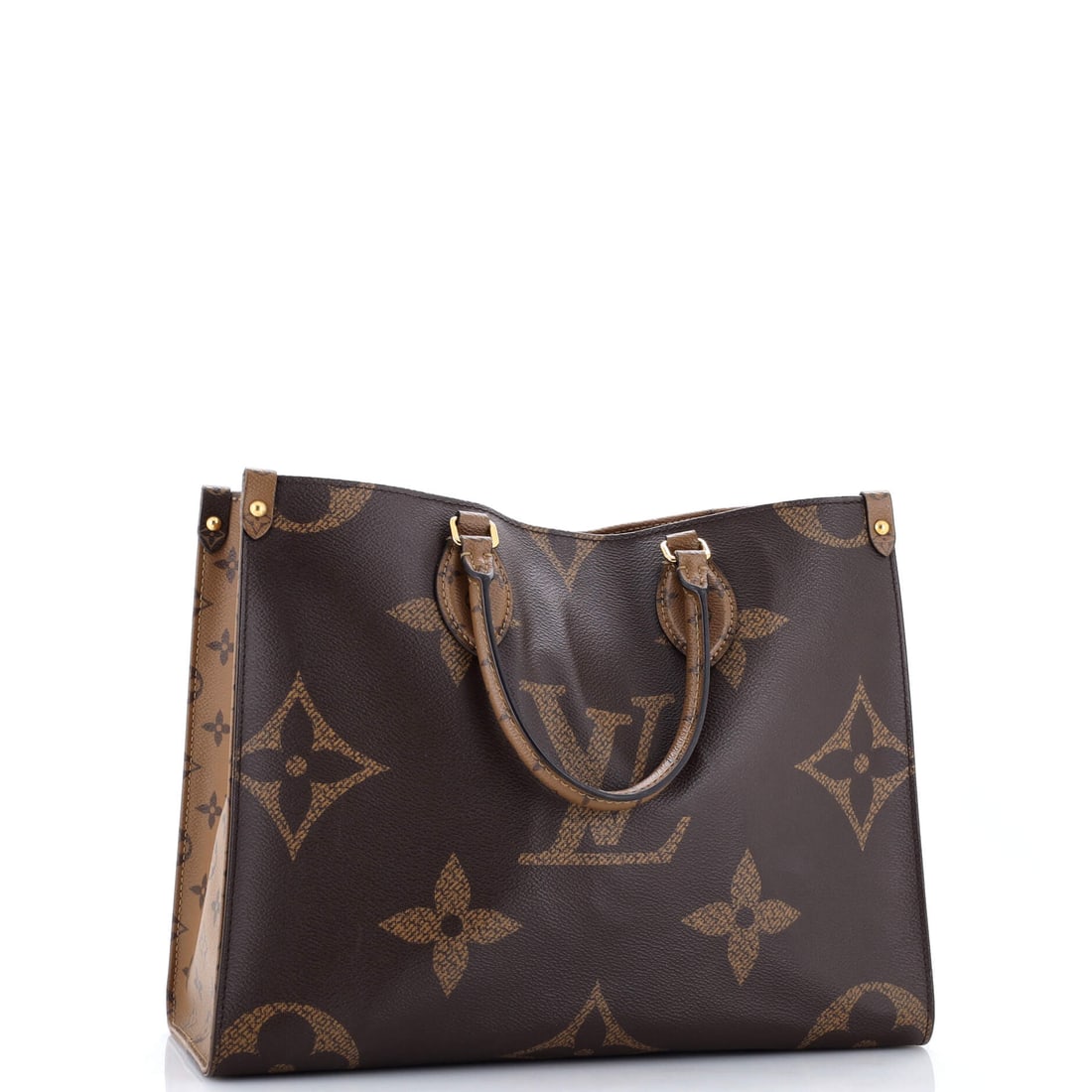 Louis Vuitton OnTheGo Tote Reverse Monogram Giant MM: This is what happens when good taste meets great design. In the real world, this Louis Vuitton OnTheGo Tote Reverse Monogram Giant in Brown is the piece that never lets you down. Presented in the MM s