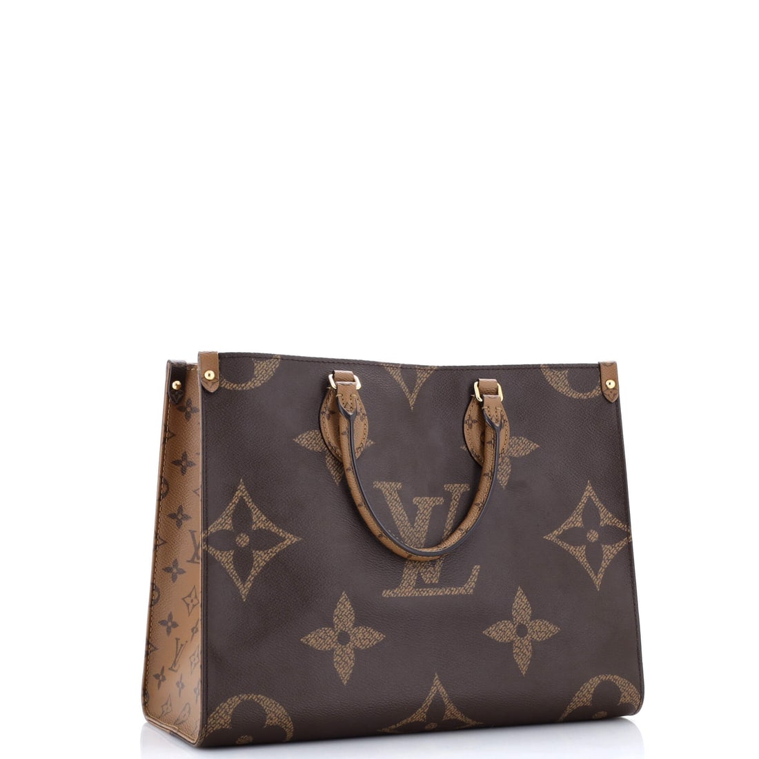 Louis Vuitton OnTheGo Tote Reverse Monogram Giant MM: The story of this piece begins where mass production ends. This particular OnTheGo Tote Reverse Monogram Giant in premium materials captures the essence of what Louis Vuitton does best. Presented in t