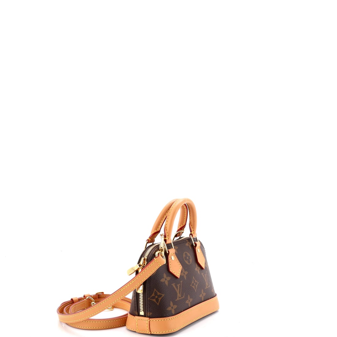 Louis Vuitton Alma Handbag Monogram Canvas Nano: Before it became an icon, someone had to recognize its potential. In the Louis Vuitton lexicon, the Alma Handbag is a complete sentence -- nothing to add, nothing to remove. Presented in the Nano size