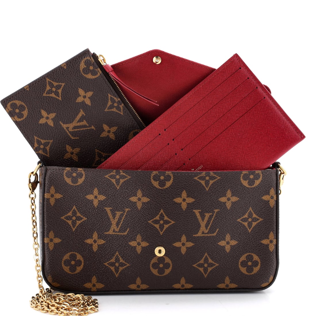 Louis Vuitton Felicie Pochette Monogram Canvas: Softness, structure, and a whisper of something unforgettable. The Felicie Pochette in this particular shade of Brown carries an almost meditative elegance. Presented in monogram canvas construction,