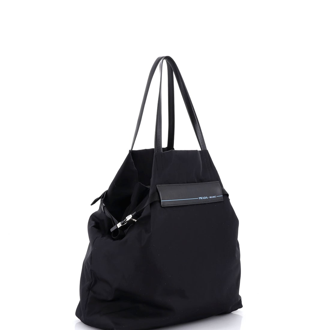Prada Belted Logo Tote Tessuto Large: Function dressed up so well you almost forgot it was practical. The Prada Belted Logo Tote Tessuto is that rare piece: genuinely versatile and unmistakably luxurious. Presented in the Large size, a bl