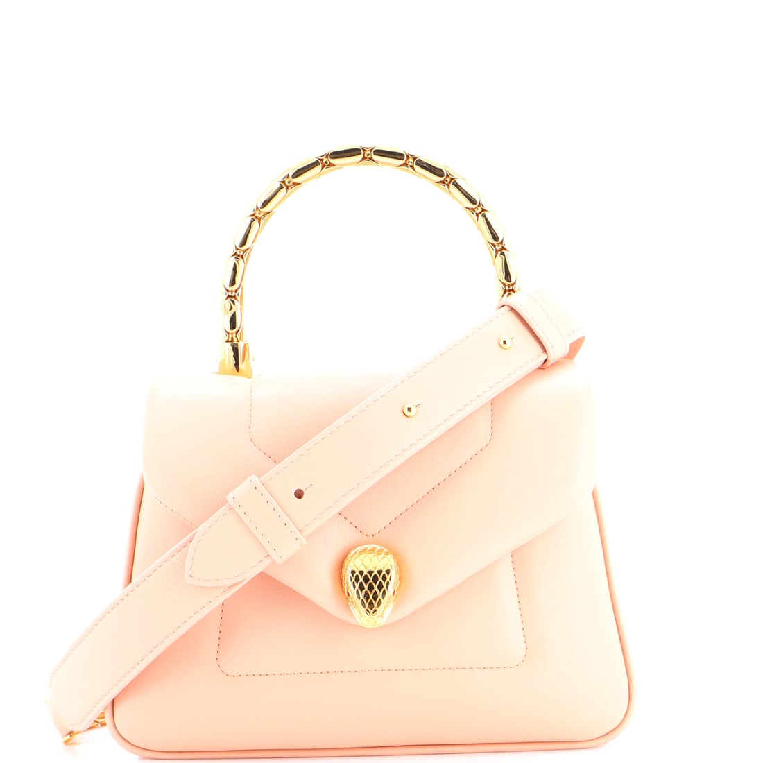 Bvlgari Serpenti Reverse Top Handle Bag: The Bvlgari piece that completes your collection. refined leather construction with perfectly aligned seams keeps it fresh, functional, and fabulous. Luxury designed for living.