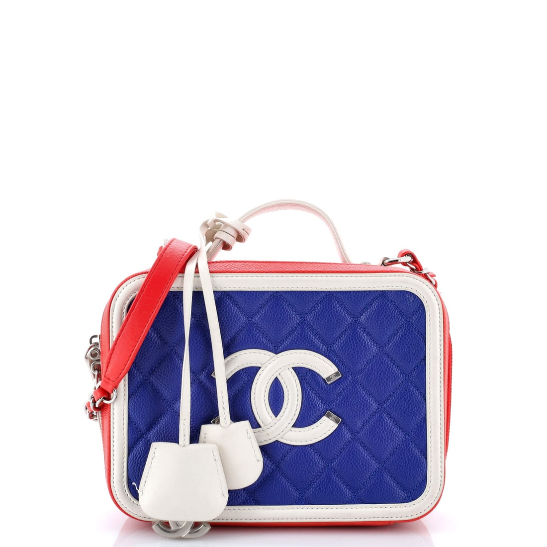 Chanel Filigree Vanity Case: Few labels have mastered the art of timeless elegance as thoroughly as Chanel. The refined Quilted Caviar carries adjustable straps and interior organization, a hallmark of Chanel's uncompromising sta