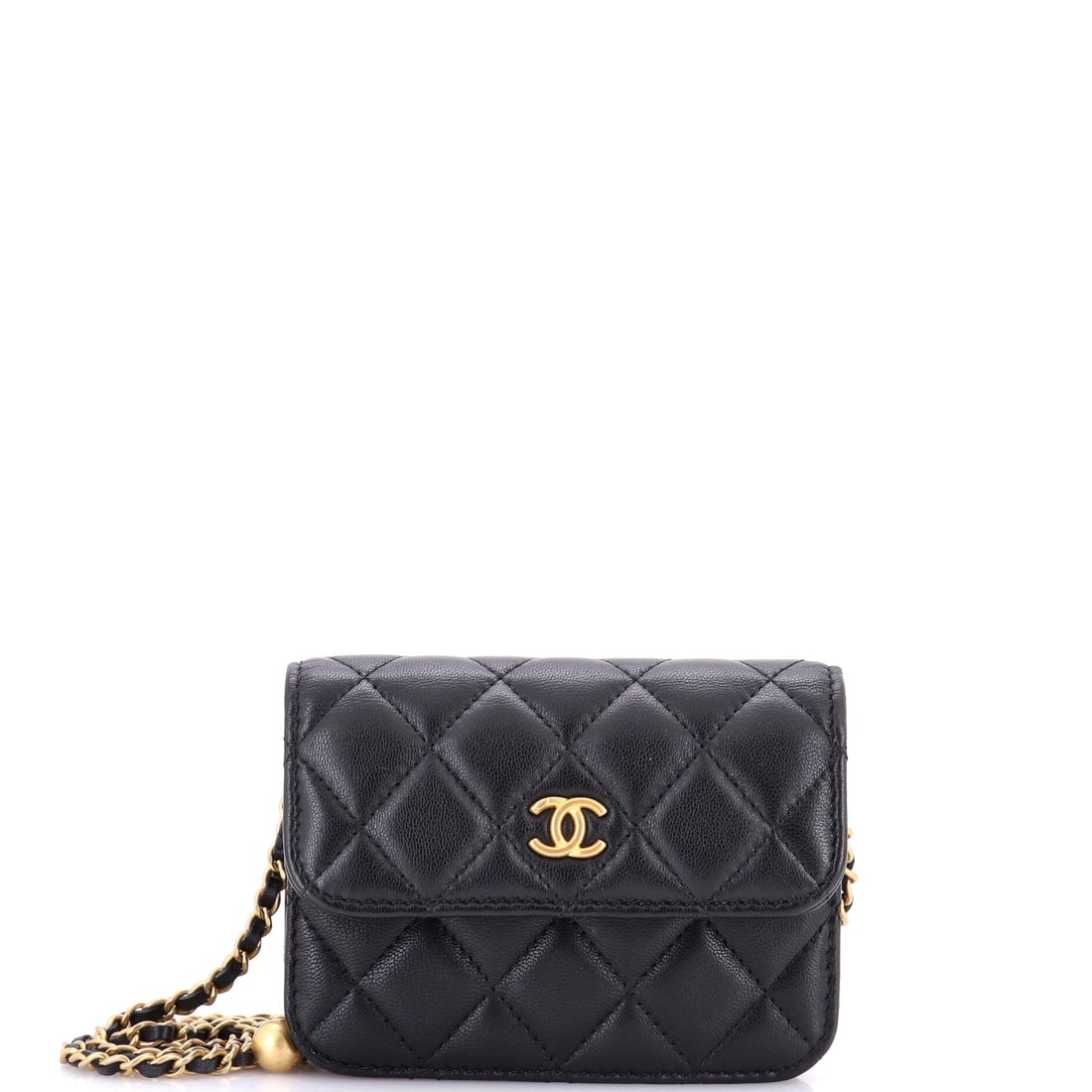 Chanel Pearl Crush Flap Clutch with Chain: Softly sophisticated, this Quilted Lambskin handbag speaks in whispers of wealth. This supple calf leather meditation features signature clasps and refined detailing beautifully. A poem in precious fo